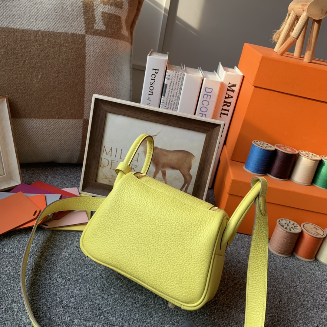 에르메스 미니 린디백 리몬첼로 금장 끌레망스 가죽